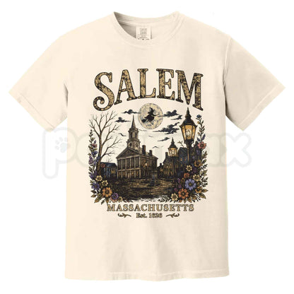 Comfort Colors® Salem Massachusetts T-Shirt – Vintage Witch City Halloween Graphic Tee, Historic Spooky Season Unisex Top