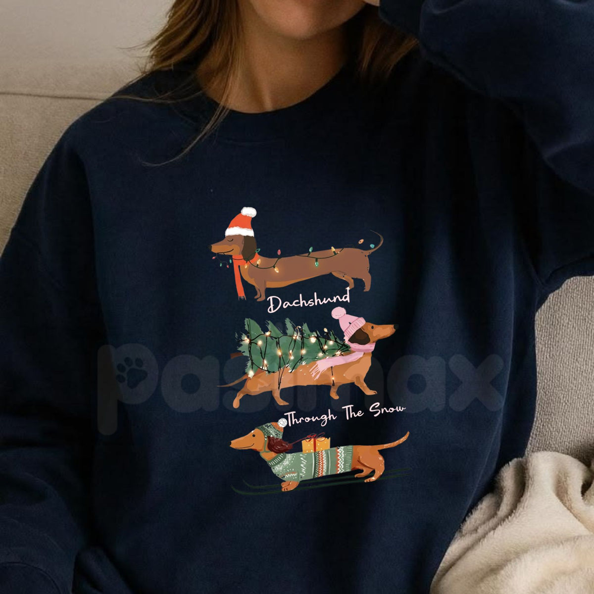 Christmas Wiener Dog Sweatshirt | Funny Dachshund Holiday Graphic Crewneck