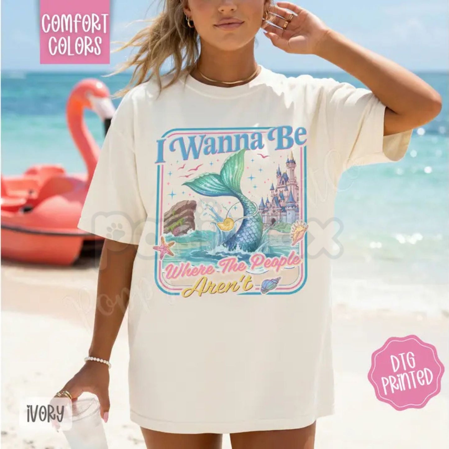 Comfort Colors® Mermaid Graphic T-Shirt – Trendy Women's Summer Crop Style Tee, Aesthetic Vintage Seashell Shirt, Retro Beach Vibes Summer Top