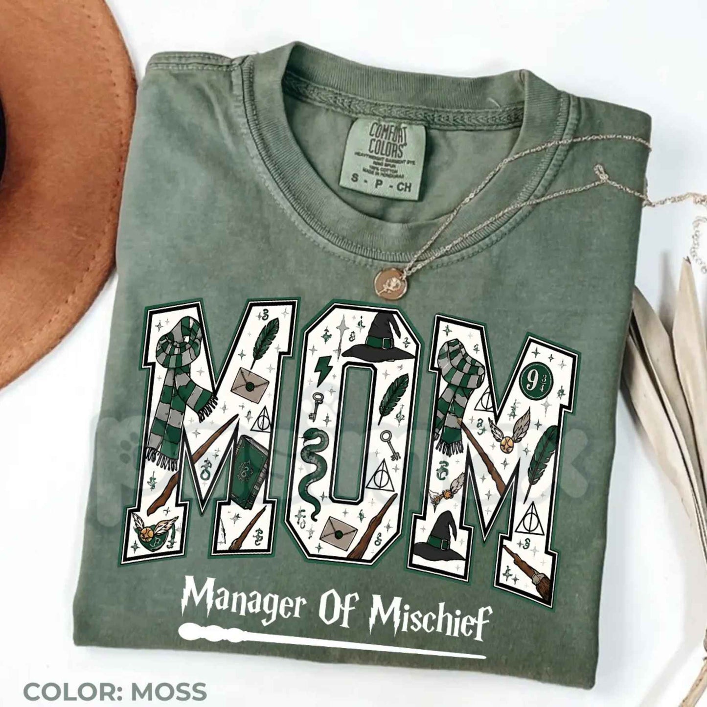 Comfort Colors® "Manager of Mischief" Mom T-Shirt – Magical Wizard Graphic Tee, Retro Spooky Season Parent Unisex Top