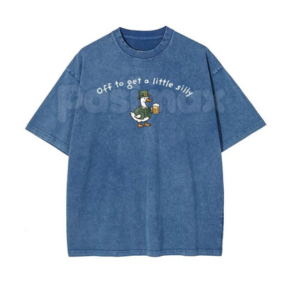 Off To Get A Little Silly Vintage Washed T-Shirt – St. Patrick’s Day Shamrock Graphic Tee