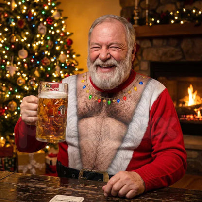 (Pre Order) Funny Santa Abs Knitted Sweater, Hilarious Novelty Christmas Pullover for Men, Personalized Unisex Ugly Sweater, Christmas Gag Gift