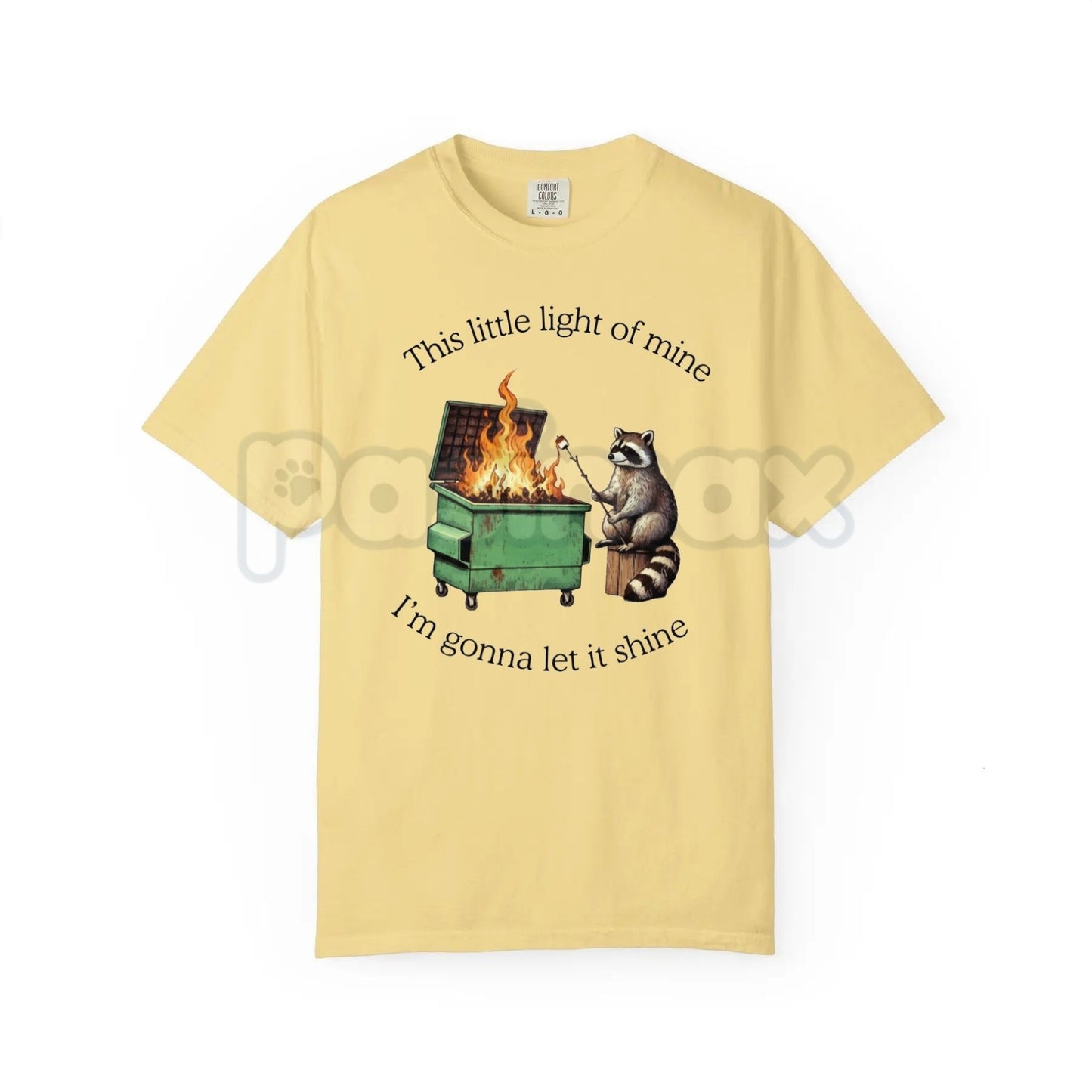 Comfort Colors® Dumpster Fire Raccoon T-Shirt – Funny Mental Health Parody Tee, Relatable Trash Panda Shirt, Sarcastic Chaos Graphic Top