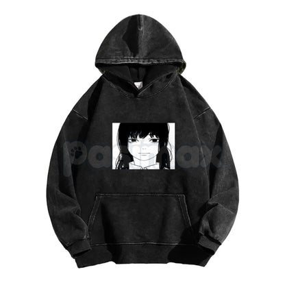Asa Stare Chainsaw Man Hoodie – Fun Anime & Manga Reference Pullover, Vintage Washed Fit