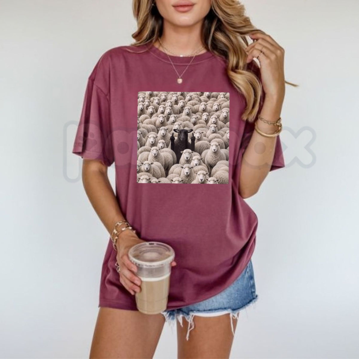 Comfort Colors® Black Sheep Flipping Off T-Shirt – Retro Rebel Graphic Tee, Sarcastic Middle Finger Unisex Top & Adult Humor Gift