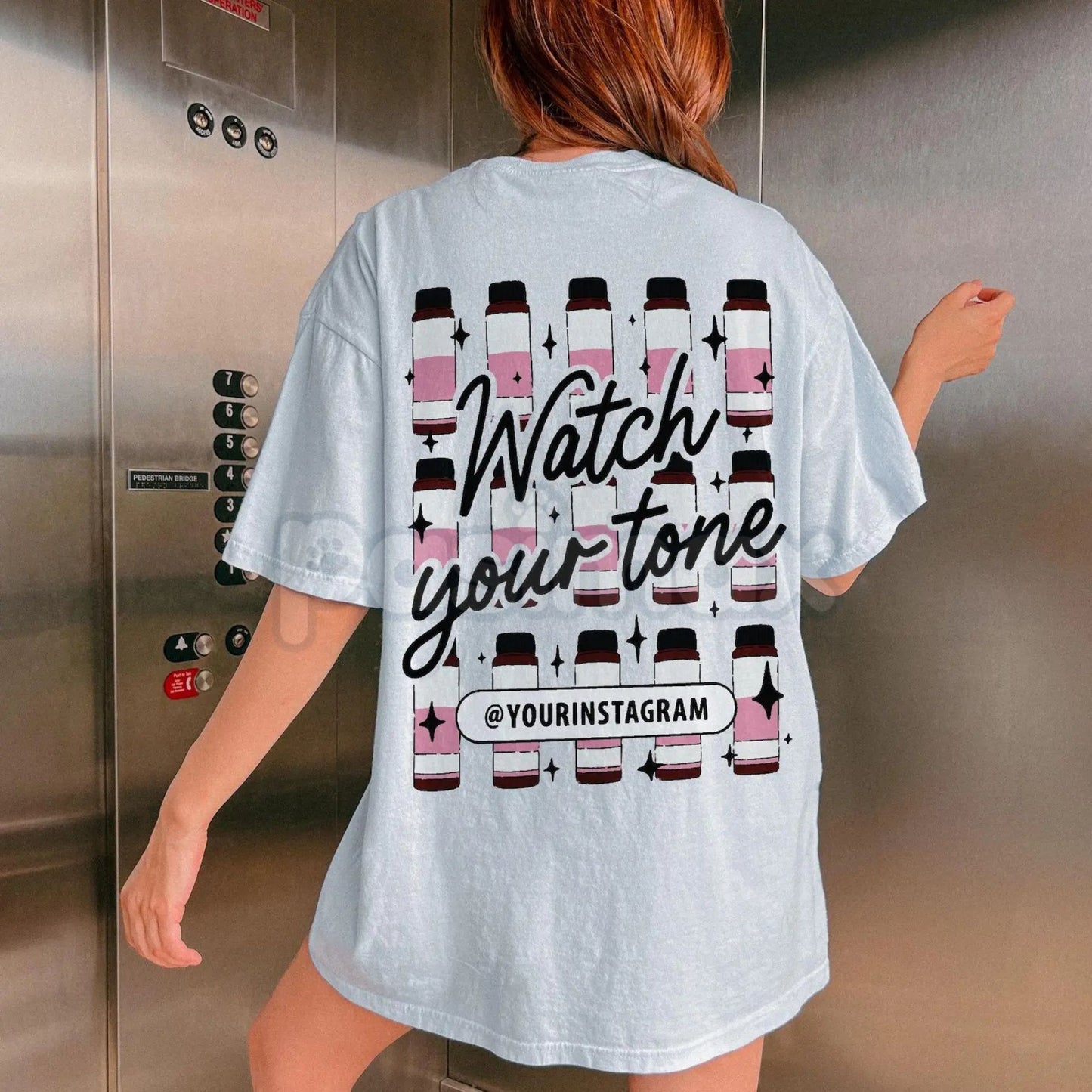 Custom Instagram "Watch Your Tone" T-Shirt - Personalized Social Media Slogan Tee, Unisex Trendy Boundary Apparel, Custom Insta Handle Gift
