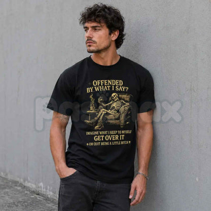 Skeleton & Beer Humorous Art T-Shirt – Vintage Skull Drinking Menswear Graphic Tee