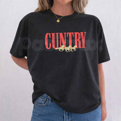 Cuntry Running Horses T-Shirt – Vintage Western Country Unisex Cotton Graphic Tee