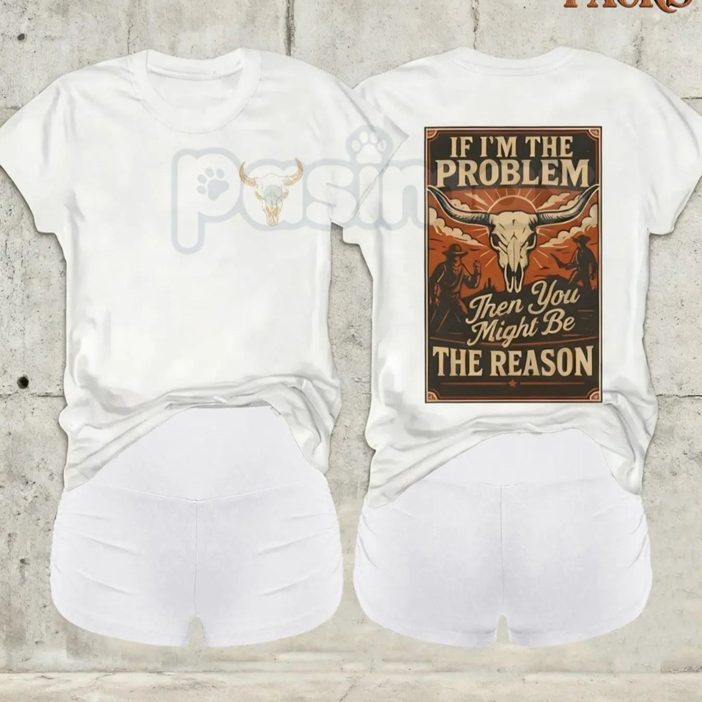 "If I'm The Problem You Might Be The Reason" T-Shirt – Sarcastic Witty Quote Graphic Tee, Premium 100% Cotton Unapologetic Statement Top, Soft Lived-In Heavyweight Edgy Attitude Shirt, Made in USA