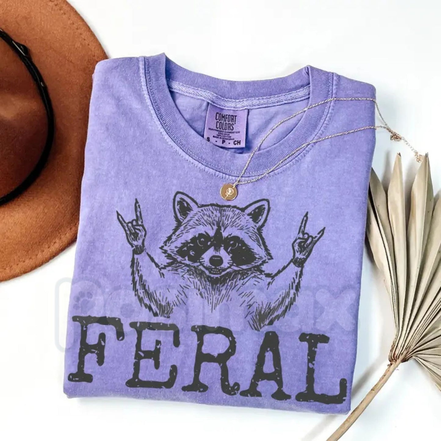 Comfort Colors® Feral Raccoon T-Shirt – Funny Sarcastic Graphic Tee for Women, Aesthetic Trash Panda Shirt, Trendy Chaotic Energy Top