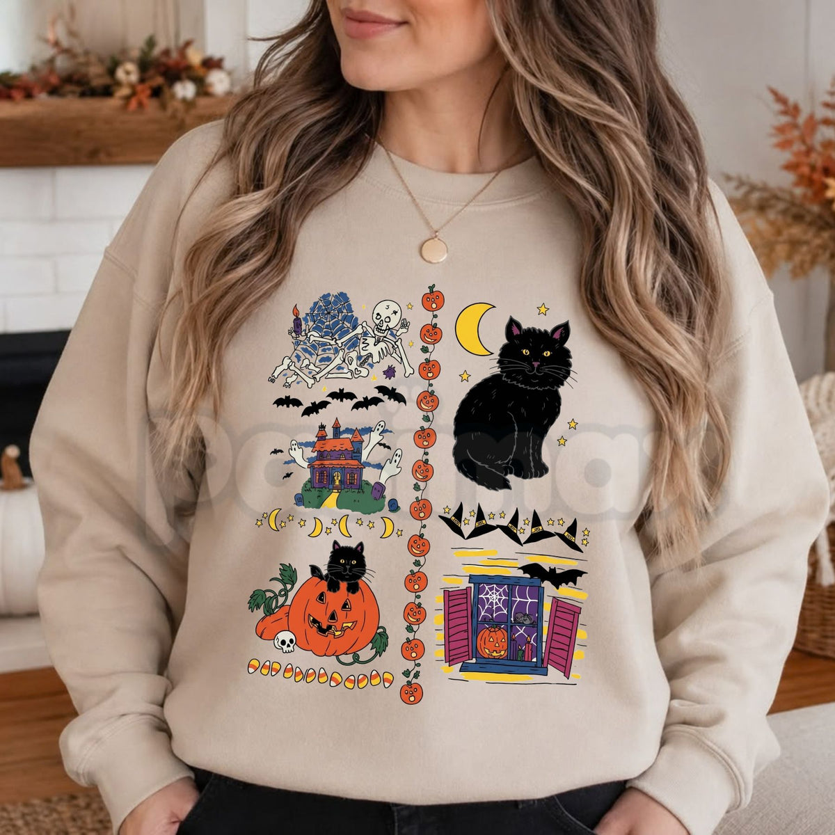 Vintage 90s Halloween Haunted House Sweatshirt | Retro Spooky Graphic Top