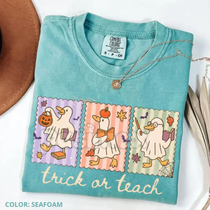 Comfort Colors® Vintage Teacher Goose Halloween Shirt – Funny Retro Spooky Season Tee, Chaotic Educator Gift