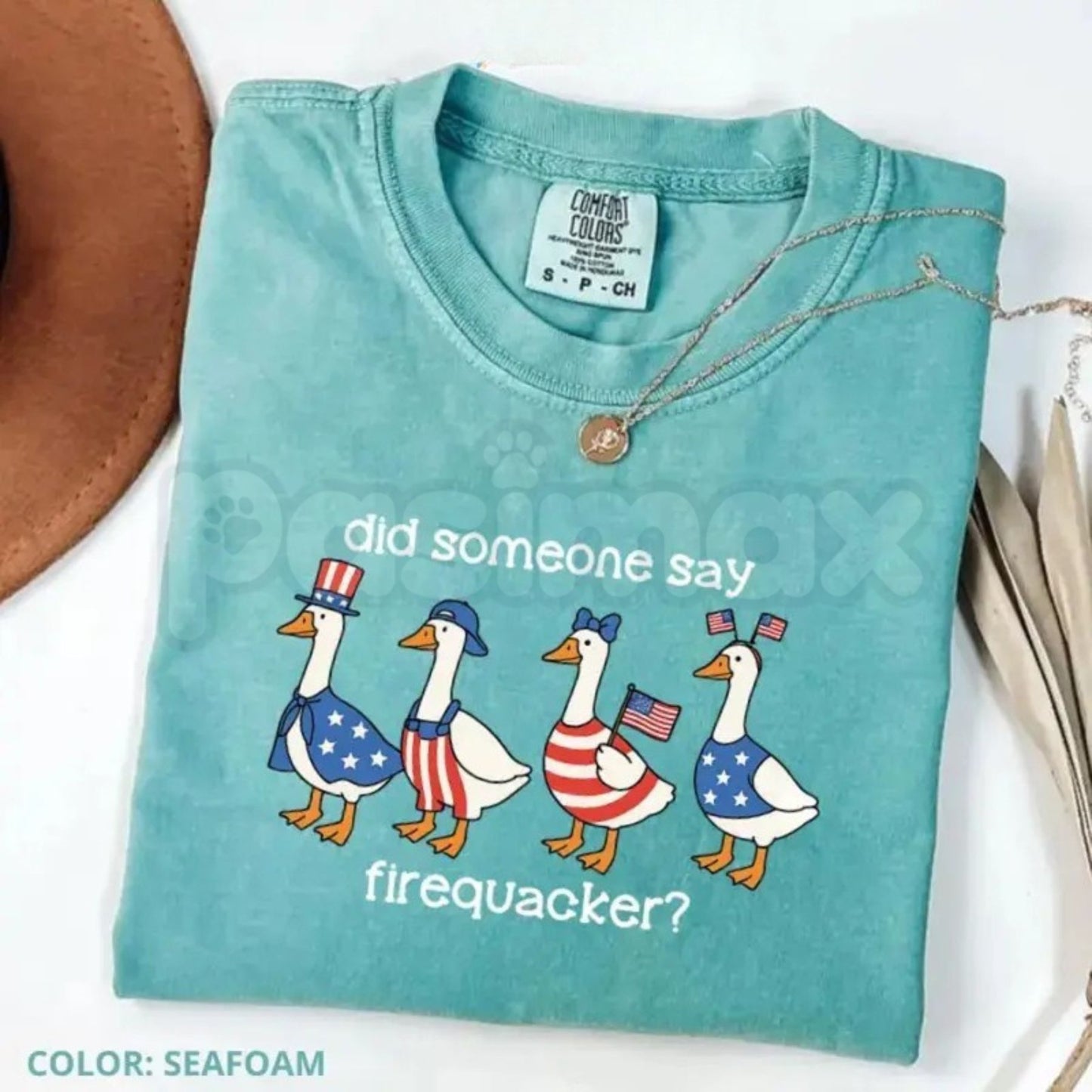 Comfort Colors® "Firequacker" Goose T-Shirt – Funny 4th of July Graphic Tee, Patriotic American Flag Shirt, Silly Retro USA Duck Cotton Top