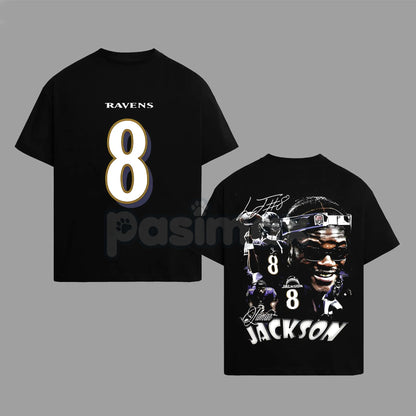 Lamar Jackson 8 Flock Nation Outfit V2 Cotton Hoodie – Baltimore Football Fan Pullover, Unisex Game Day Apparel