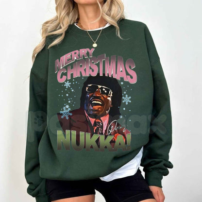 Merry Christmas Nukka Pink Sweatshirt | Pinky Christmas Holiday Graphic Crewneck