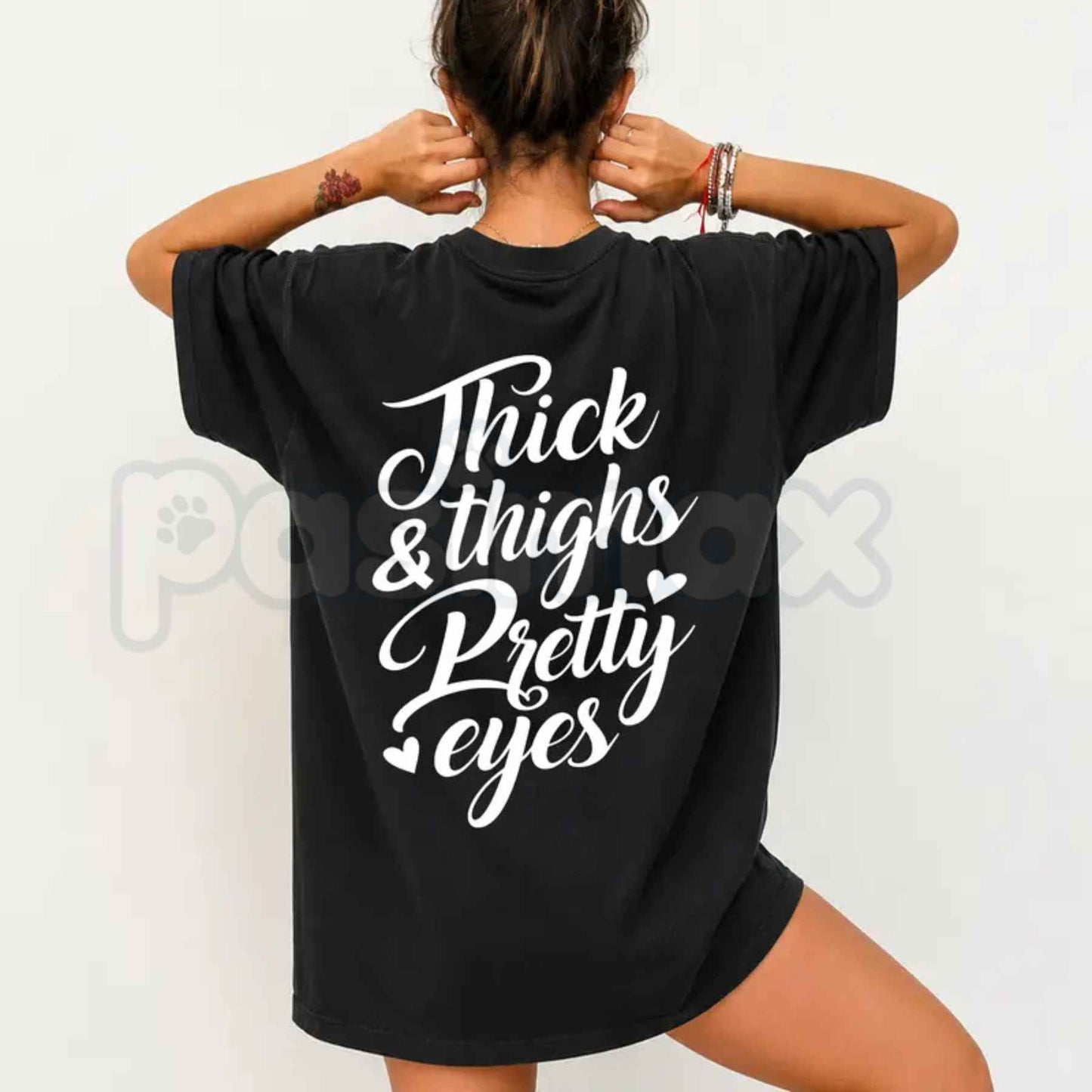 Thick Thighs Pretty Eyes Gym T-Shirt – Funny Fitness Workout Unisex Graphic Tee