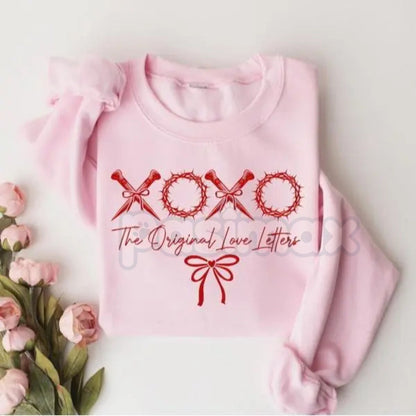 XOXO The Original Love Letters Sweatshirt | Romantic Vintage Aesthetic Crewneck | Valentine's Day Graphic Jumper | Minimalist Love Letter Shirt