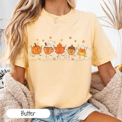 Comfort Colors® Cute Fall Doodle T-Shirt – Cozy Season Autumn Pumpkin Ghost Graphic Tee, Aesthetic Halloween Unisex Top & Gift for Her