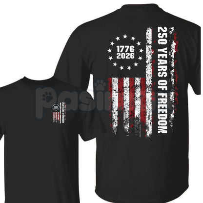 Double-Sided 250th Anniversary American Flag T-Shirt – Men's Retro 1776-2026 Patriotic Graphic Tee