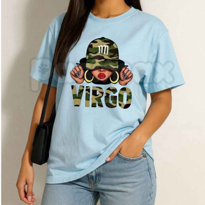 Virgo Queen Camo Hat T-Shirt – Vintage Zodiac Birthday Unisex Cotton Graphic Tee