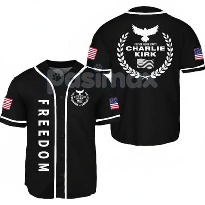Freedom Black & White Baseball Jersey – Unisex 90s Vintage Casual Sportswear for Couples, Outdoor & Street Style