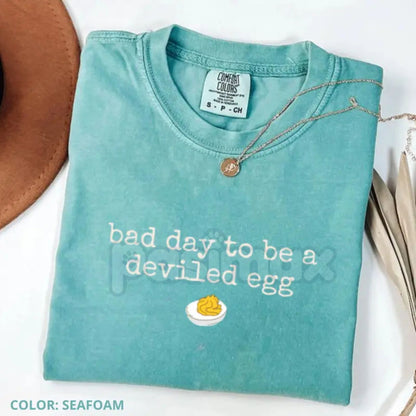 'Just A Bad Day To Be A Deviled Egg' Comfort Colors® T-Shirt – Quirky Foodie Humor Tee, Sarcastic Party Shirt