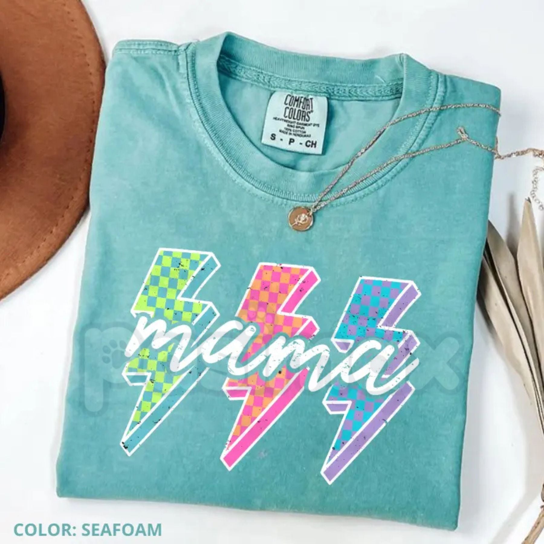Neon Lightning Checkered Mama Comfort Colors T-Shirt – Pasimax