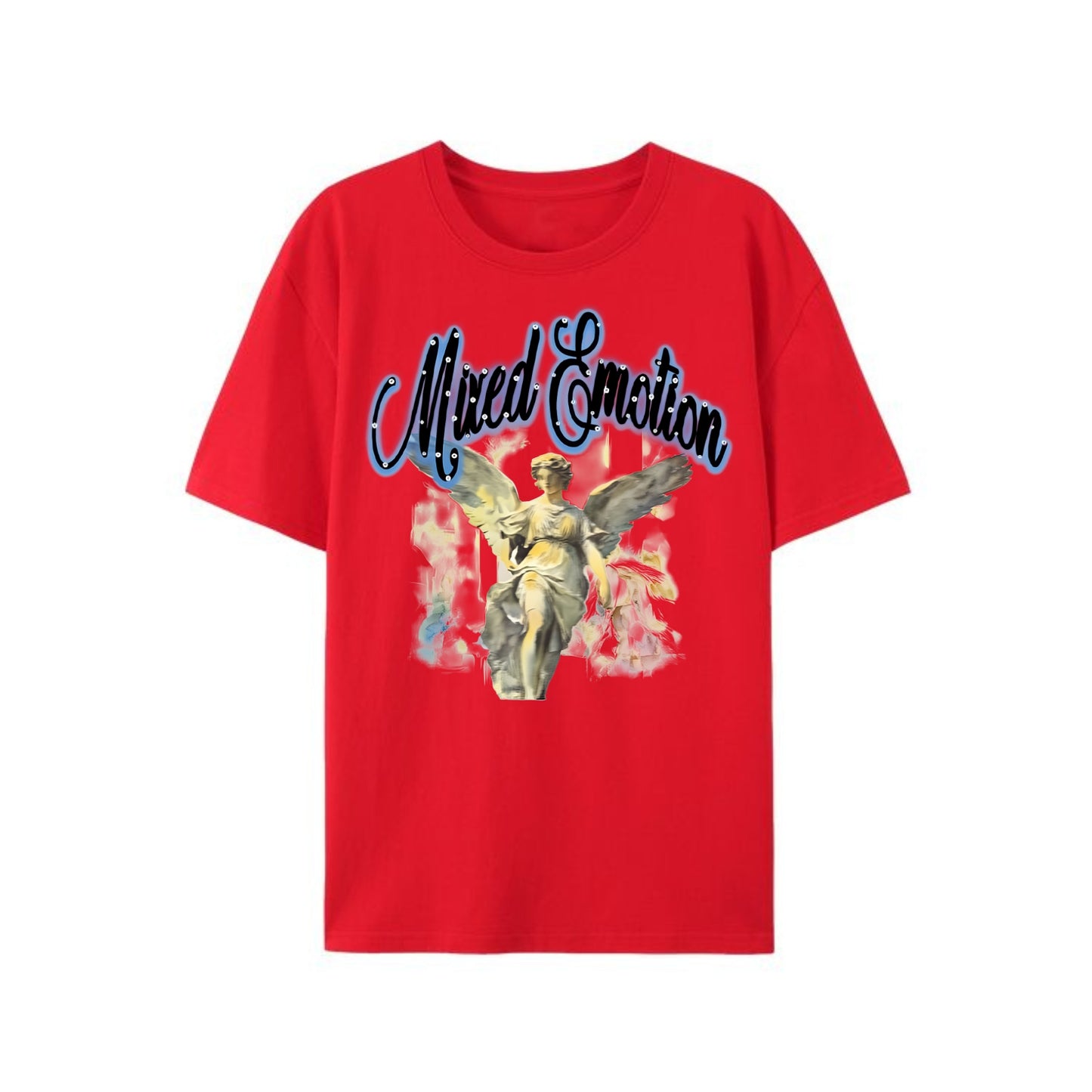 Y2K Street Style T-Shirt - Retro Angel & Flame Graphic Tee, Pure Cotton Hipster Apparel