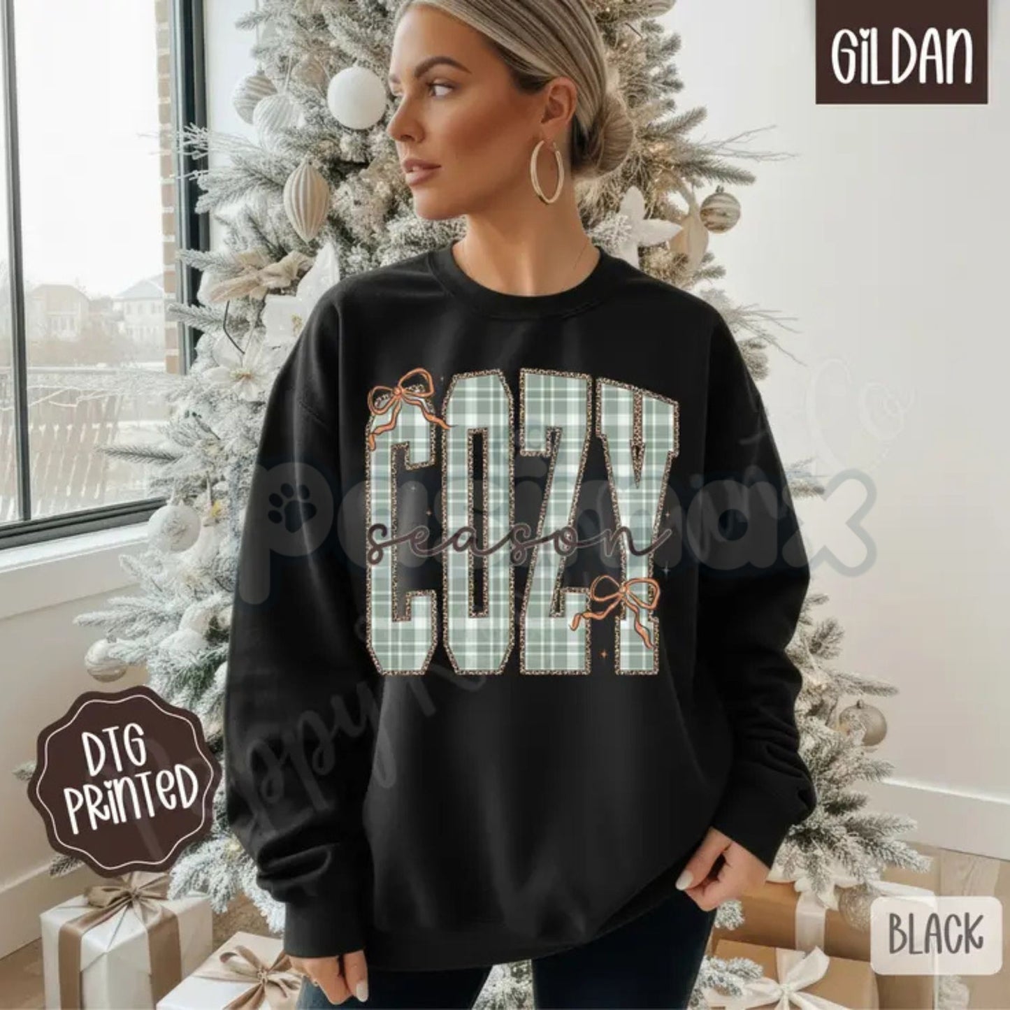 Plaid Cozy Sweatshirt | Trendy Women's Winter Sweater | Rustic Buffalo Plaid Crewneck | Warm Holiday Layering Jumper