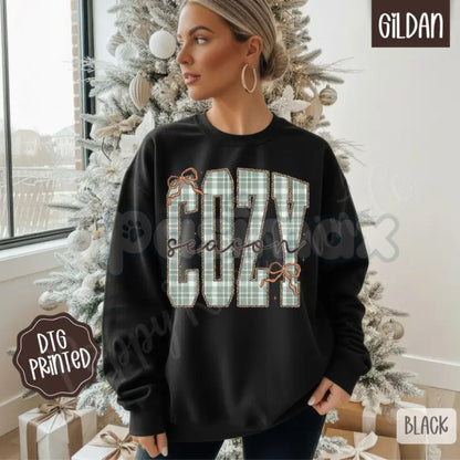Plaid Cozy Sweatshirt | Trendy Women's Winter Sweater | Rustic Buffalo Plaid Crewneck | Warm Holiday Layering Jumper