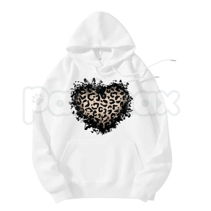 Women's Vintage Distressed Leopard Print Heart Pullover Hoodie – Trendy Retro Cheetah Graphic Sweatshirt, Y2K Alt Aesthetic Hoodie