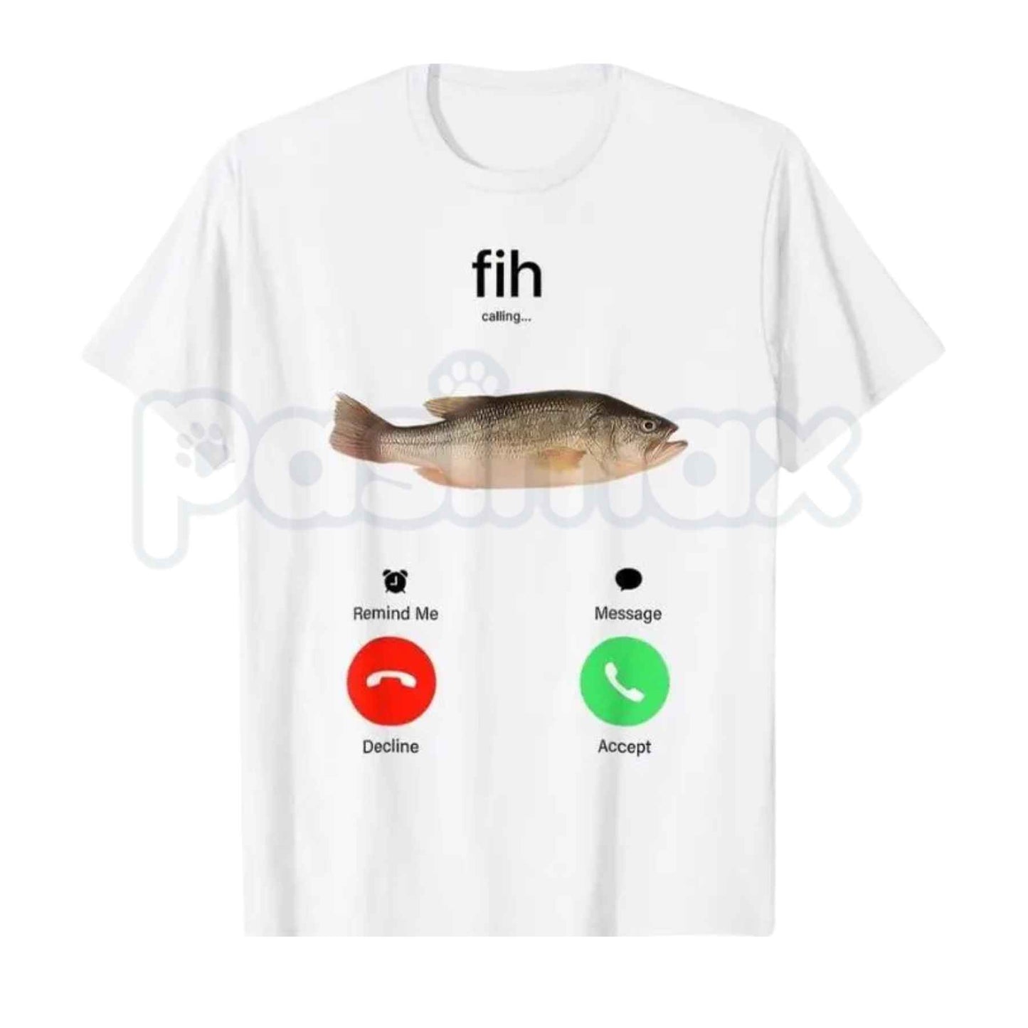 Fish Calling Phone Screen T-Shirt – Funny Angler Fishing Decline Accept Unisex Graphic Tee