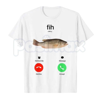 Fish Calling Phone Screen T-Shirt – Funny Angler Fishing Decline Accept Unisex Graphic Tee
