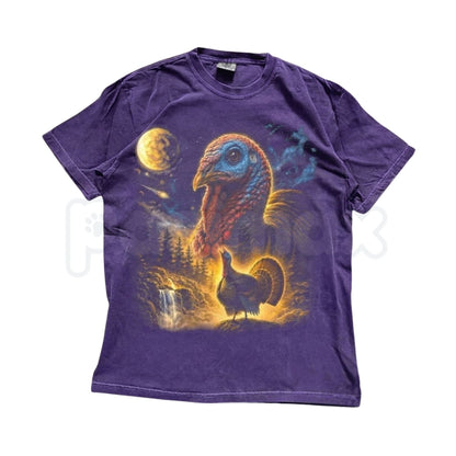 Comfort Colors® Turkey Howling to the Moon T-Shirt – Retro Funny Wolf Meme Graphic Tee, Thanksgiving Holiday Unisex Top & Gift