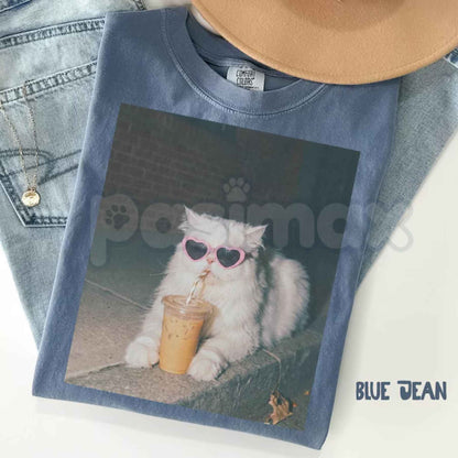 Persian Cat Iced Coffee Vintage Graphic Tee