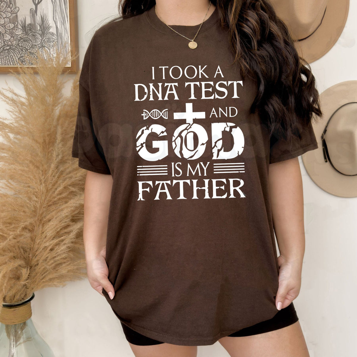 God Is My Father DNA Cross Graphic T-Shirt – Funny Christian Faith Humor Tee