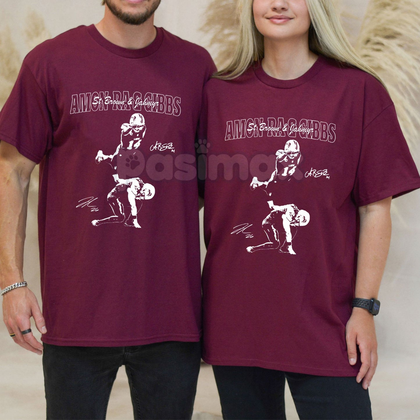 Detroit's Dynamic Duo T-Shirt - Gibbs & St. Brown Vintage 90s Throwback Tee, Star Player Football Fan Gear, NFL Collectible Apparel