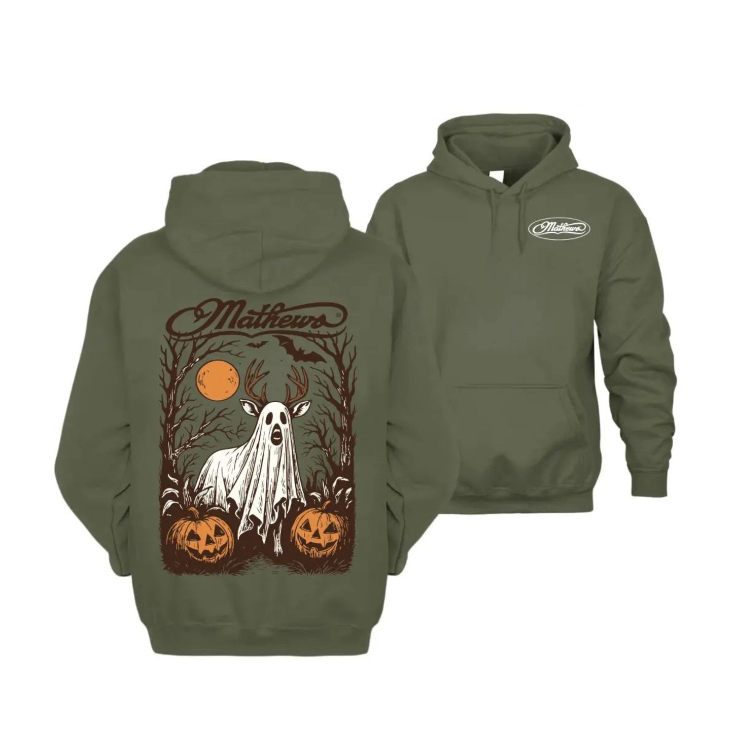 Ghost Deer Halloween Hoodie – Unisex 2-Side Hunting Graphic Pullover, Spooky Hunting Gear