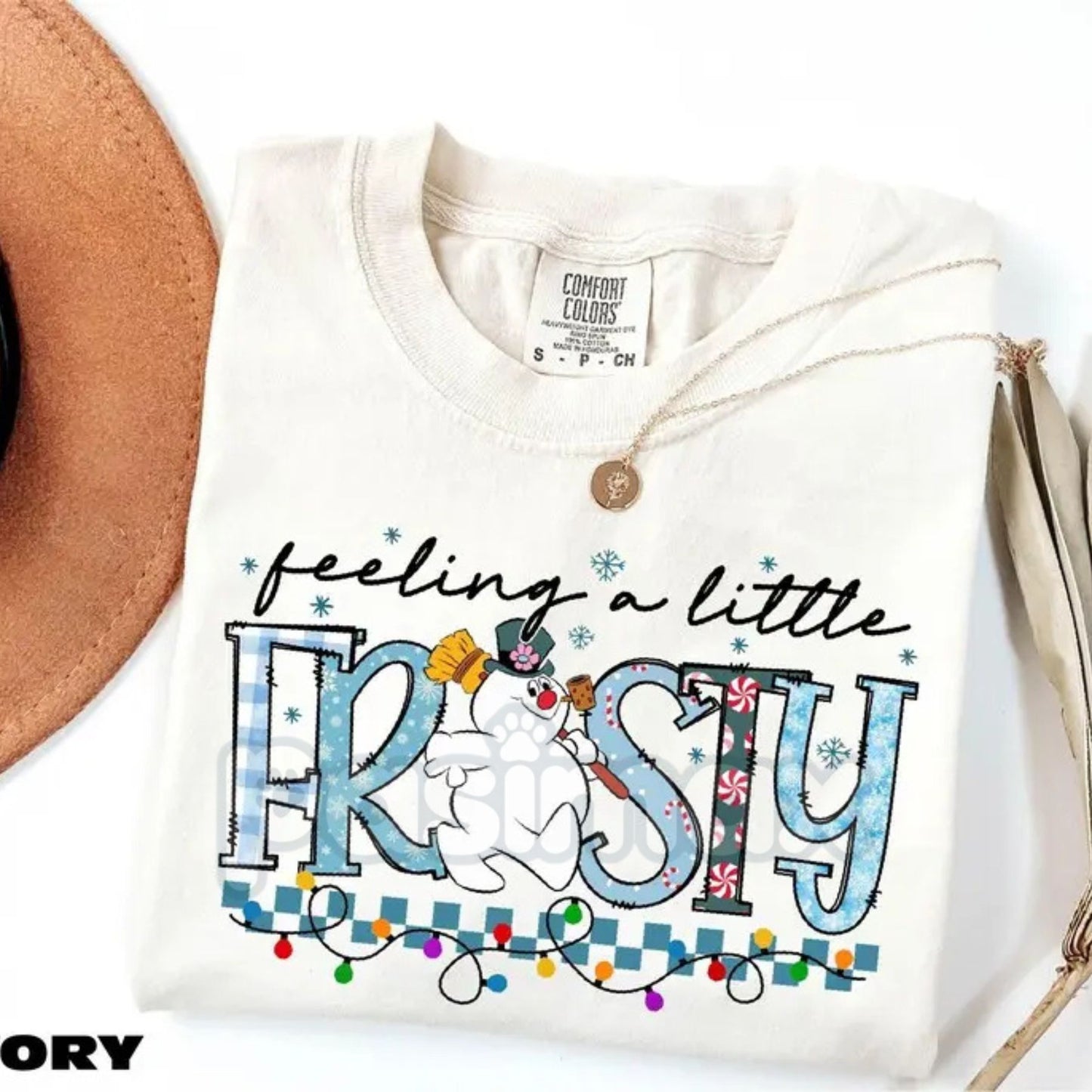 'Feeling A Little Frosty' Comfort Colors® T-shirt – Cute Snowman Tee, Funny Winter Gift Idea, Vintage Christmas Shirt