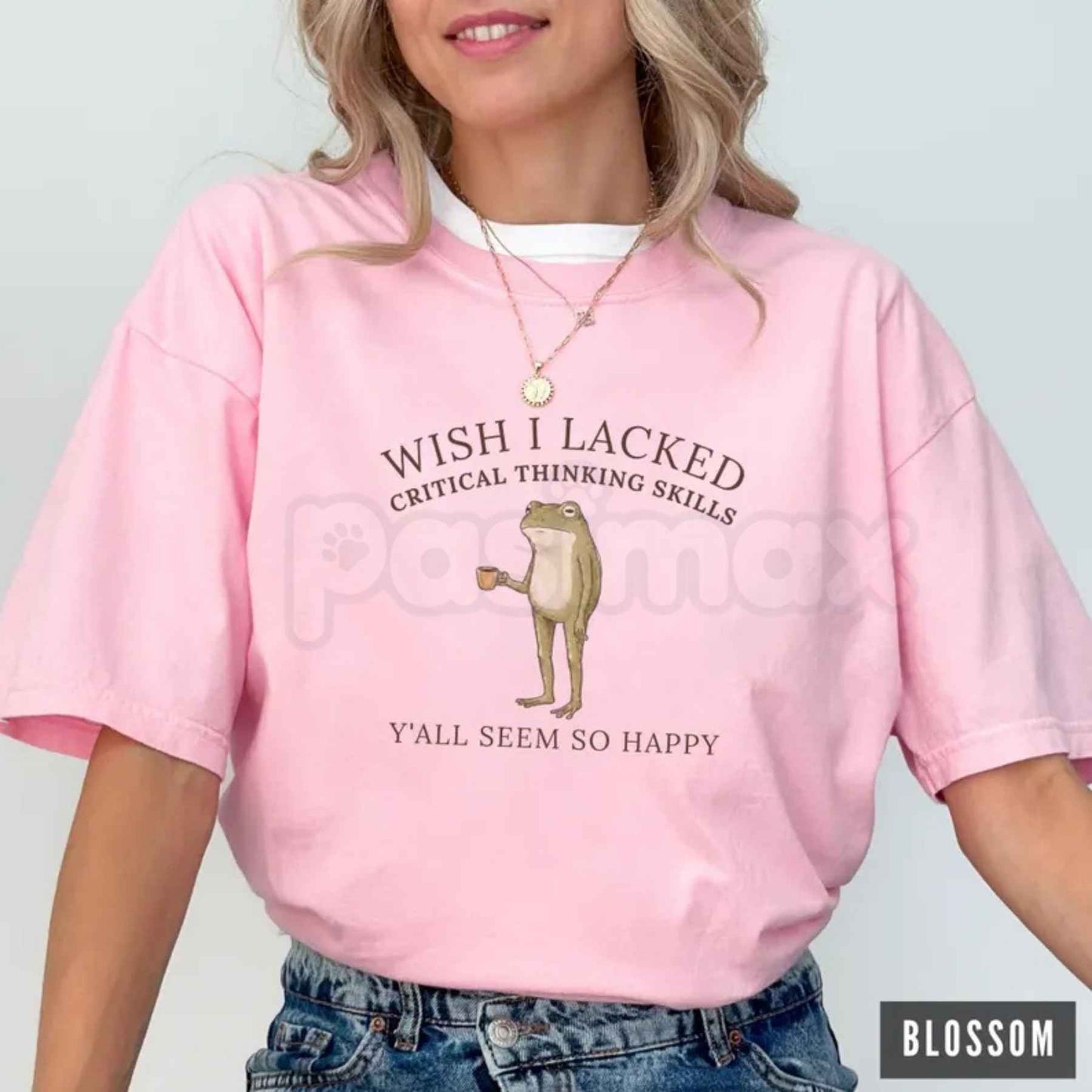 Comfort Colors® "Wish I Lacked Critical Thinking Skills" Frog T-Shirt – Funny Sarcastic Quote Graphic Tee, Overthinker Meme Unisex Top