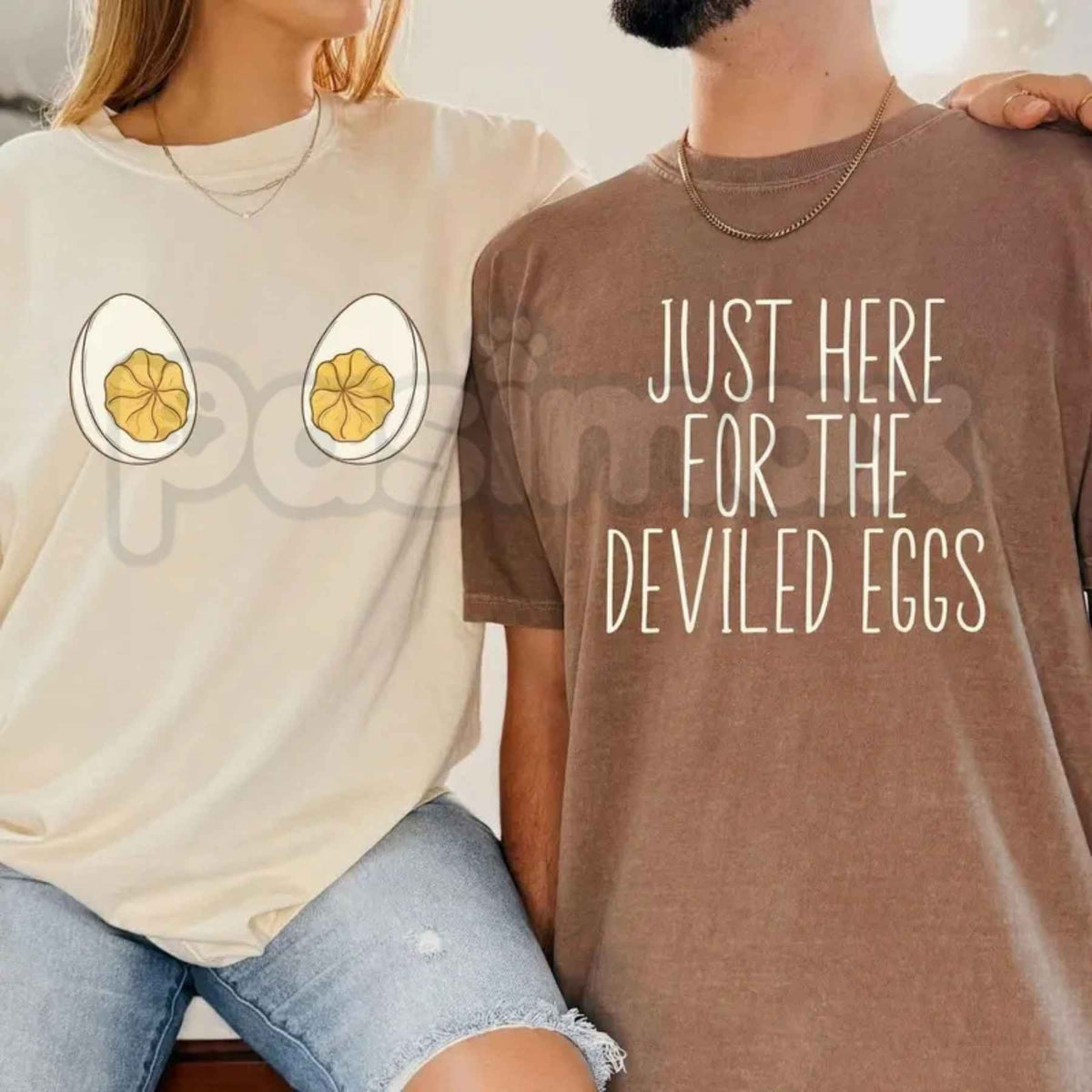 Comfort Colors® Funny Deviled Eggs Christmas & Thanksgiving T-Shirt – Inappropriate Couples Holiday Party Graphic Unisex Top & Gift