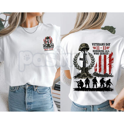 VINTAGE Veterans Day 11-11 Shirt – Honoring All Who Served Patriotic Military Tee
