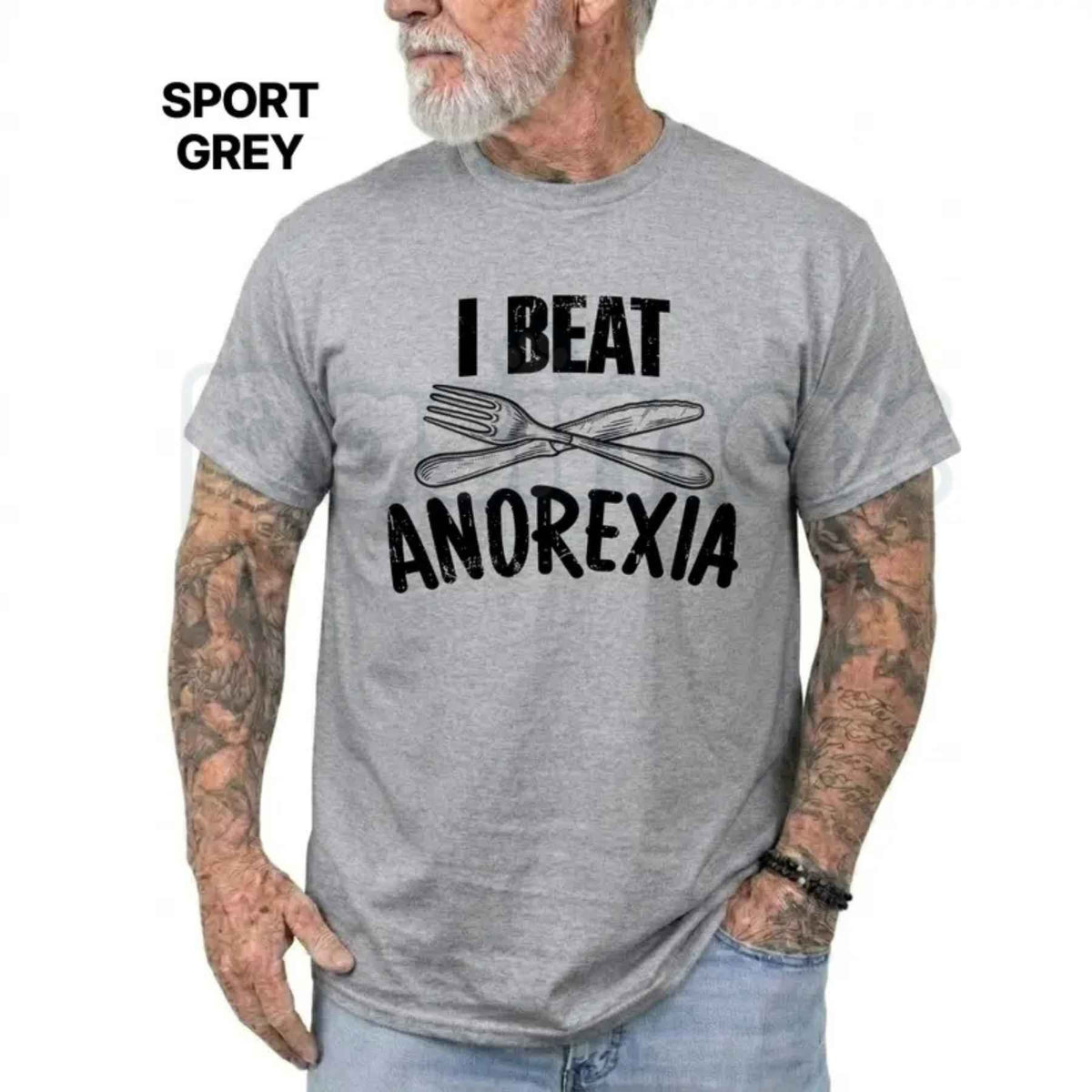 I Beat Anorexia T-Shirt – Funny Sarcastic Humour Casual Comfy Cotton Tee