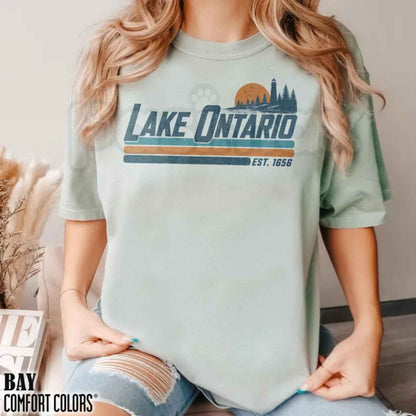 Comfort Colors® Lake Ontario Great Lakes Vintage Travel T-Shirt – Subtle Anti-Trump Political Satire Graphic Tee, Quiet Activism Unisex Top