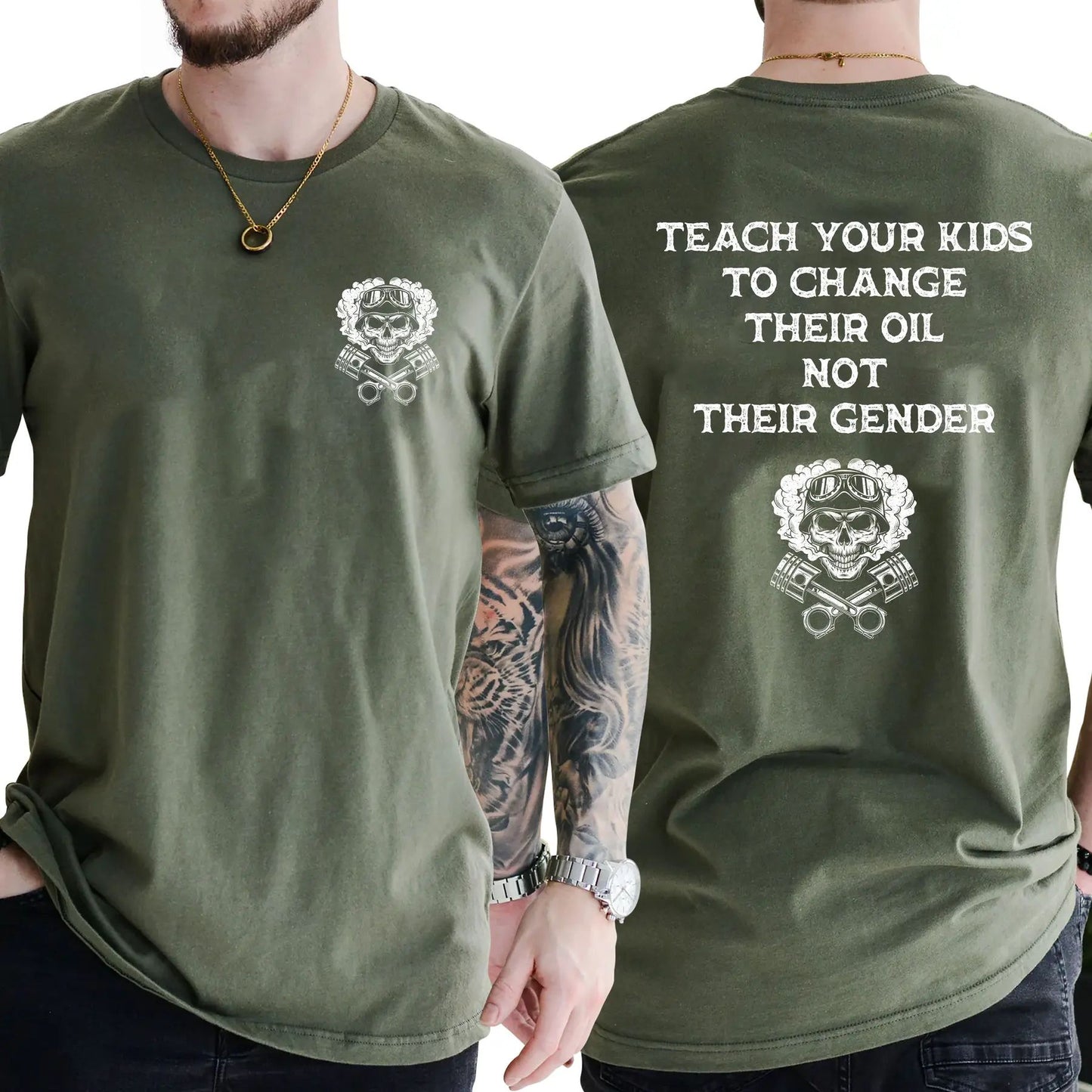 Teach Your Kids To Change Their Oil Not Their Gender T-Shirt – Bold Statement Graphic Tee, Unisex Cotton Casual Shirt