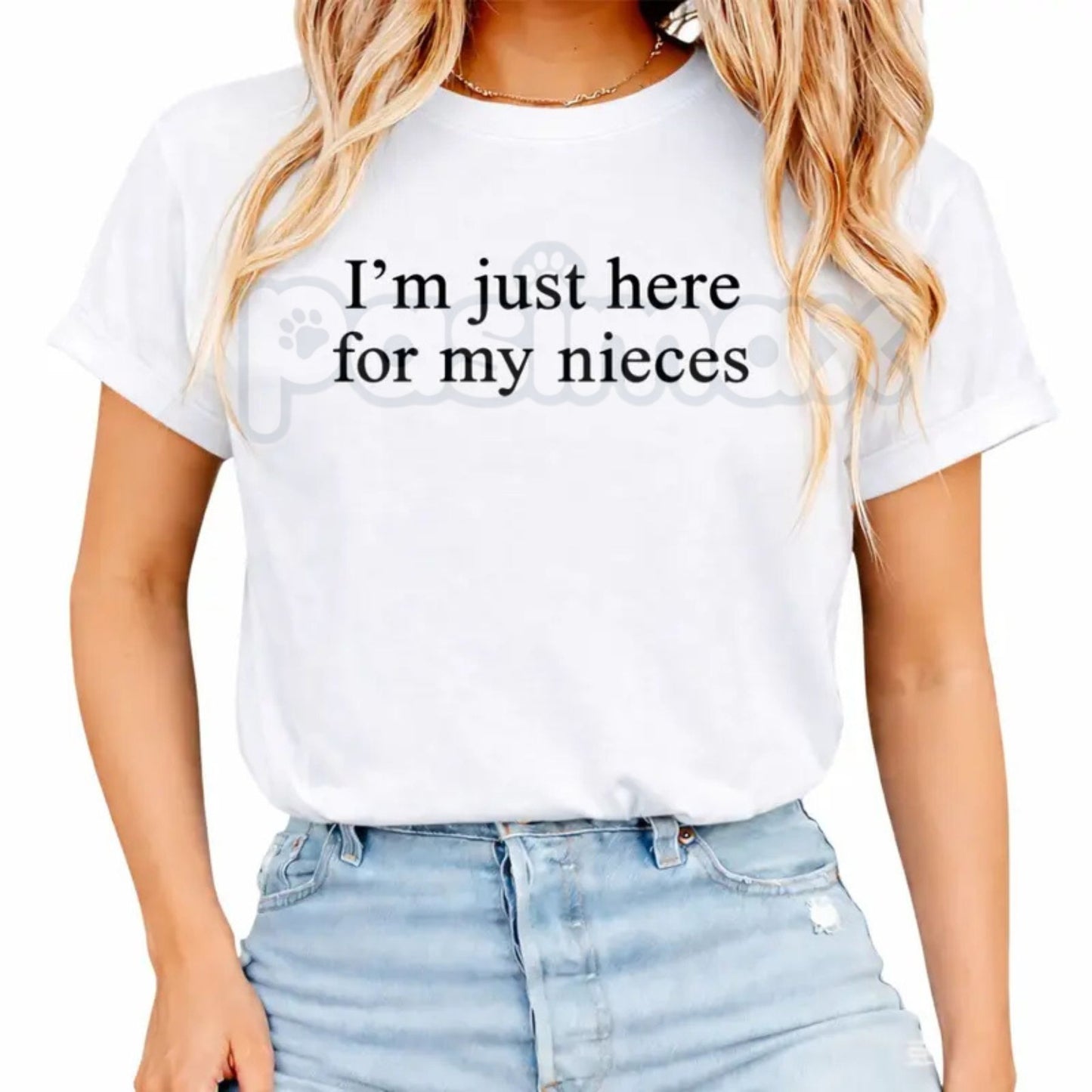 "I'm Just Here For My Nieces" Funny Family T-Shirt – Hilarious Aunt and Uncle Graphic Tee, Premium 100% Cotton Favorite Relative Top, Soft Lived-In Heavyweight Family Reunion Shirt, Made in USA