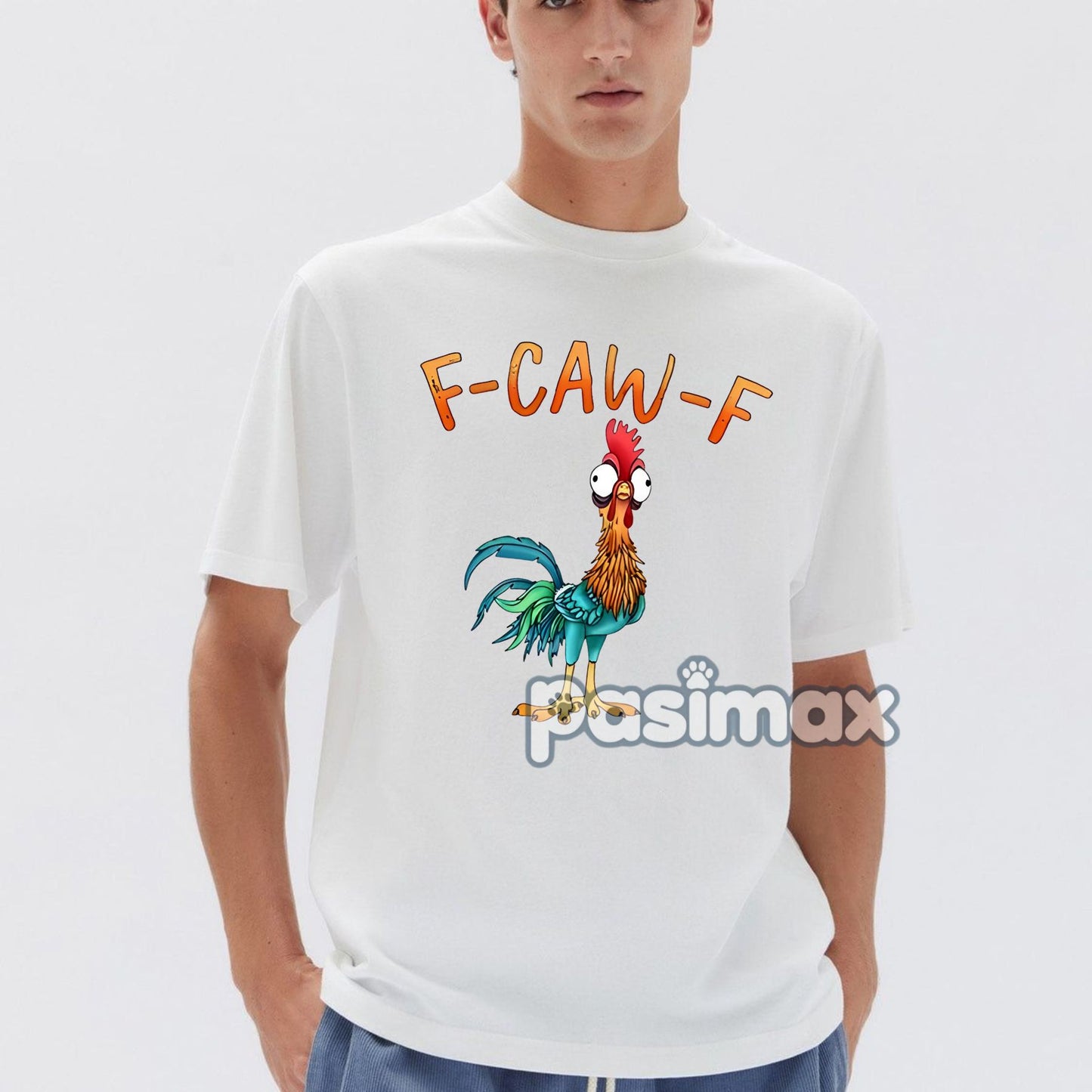 Funny "F-CAW-F" Chicken T-Shirt - Unisex Pun Graphic Tee, Humor Slogan Apparel