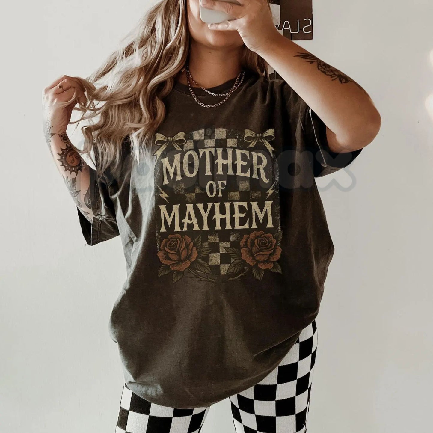 Comfort Colors® Mother of Mayhem T-Shirt – Edgy Mom Shirt, Funny Mother’s Day Gift, Cool Mom Chaos Graphic Tee, Vintage Alt-Style Top