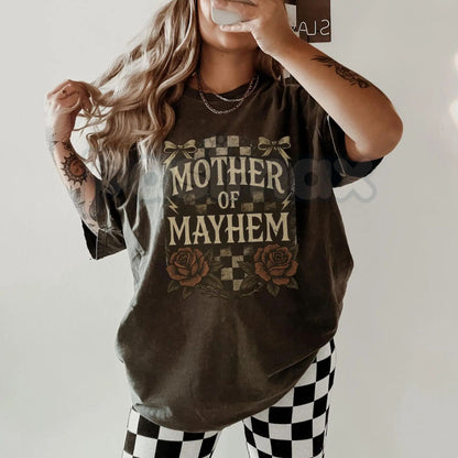 Comfort Colors® Mother of Mayhem T-Shirt – Edgy Mom Shirt, Funny Mother’s Day Gift, Cool Mom Chaos Graphic Tee, Vintage Alt-Style Top