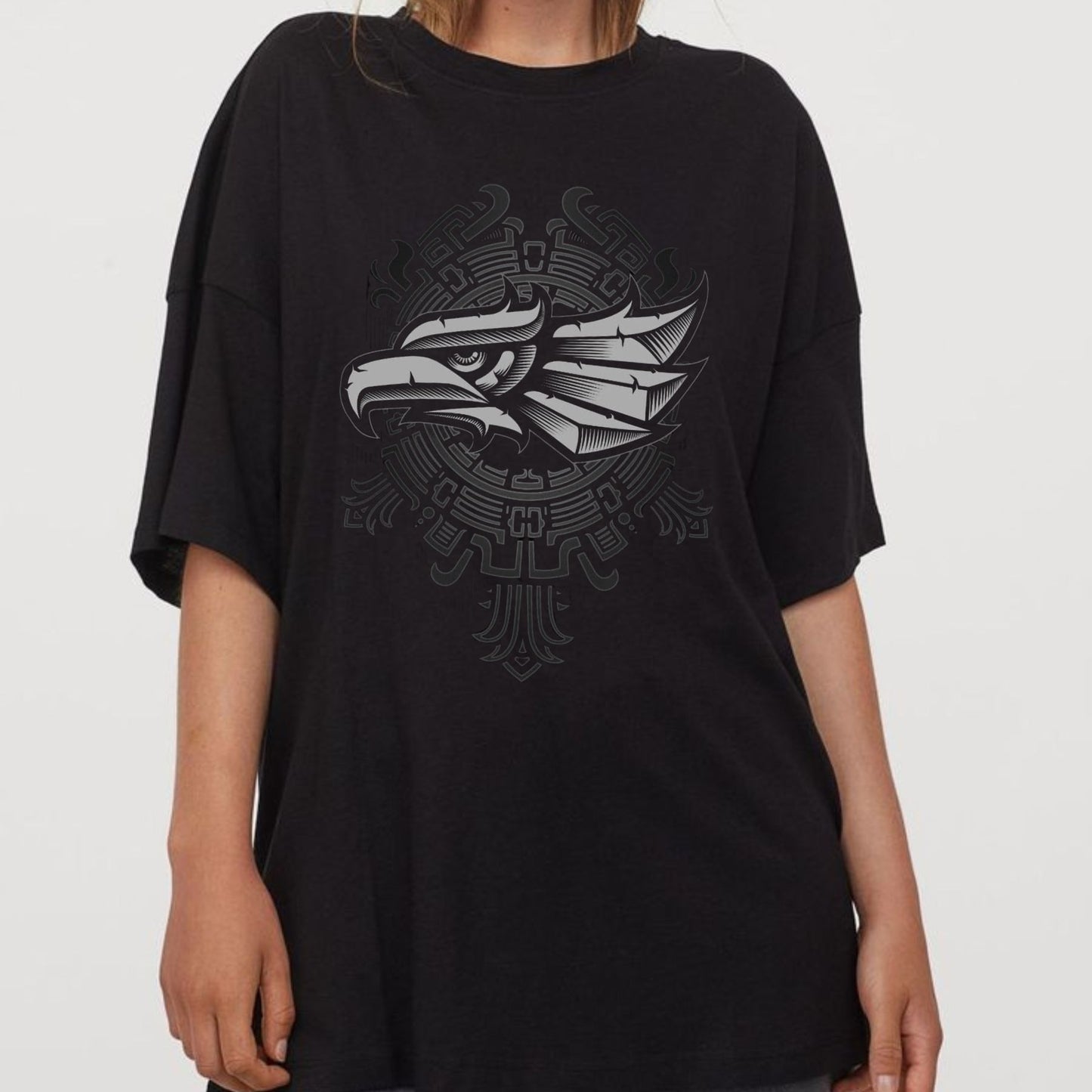 Men's 3D Eagle & Tribal Print T-Shirt - Mexican Themed Performance Tee, Plus Size Casual & Party Top
